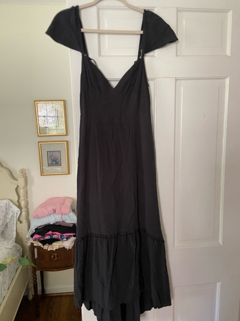 Urban Outfitters Black V-Neck Tiered Maxi Dress